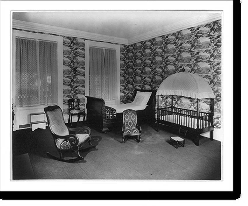 Framed Print with Canopy Crib, Rocking Chairs, Bed and Chairs P65506