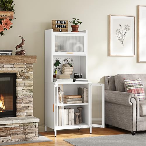 White 72.6" Tall Kitchen Pantry Cabinet with Storage L8936