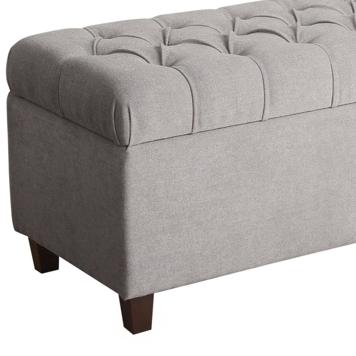 Gray and Brown Fabric Upholstered Storage Bench E688356