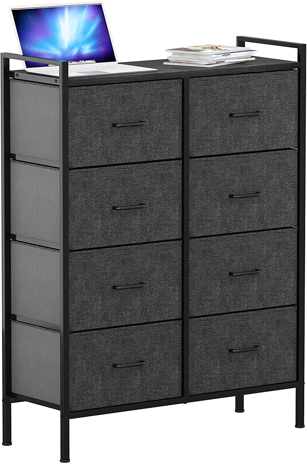 Black Gray 8 Drawer Fabric Dresser Z55557