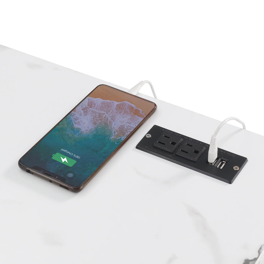 Glass Desk with Charging Station I592610