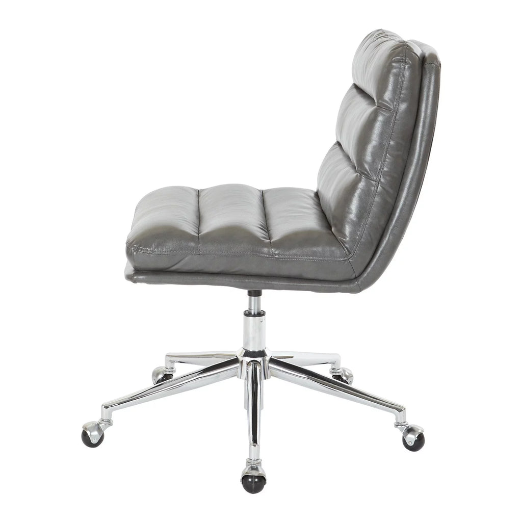 White Faux Leather Office Chair with Gold Base U745
