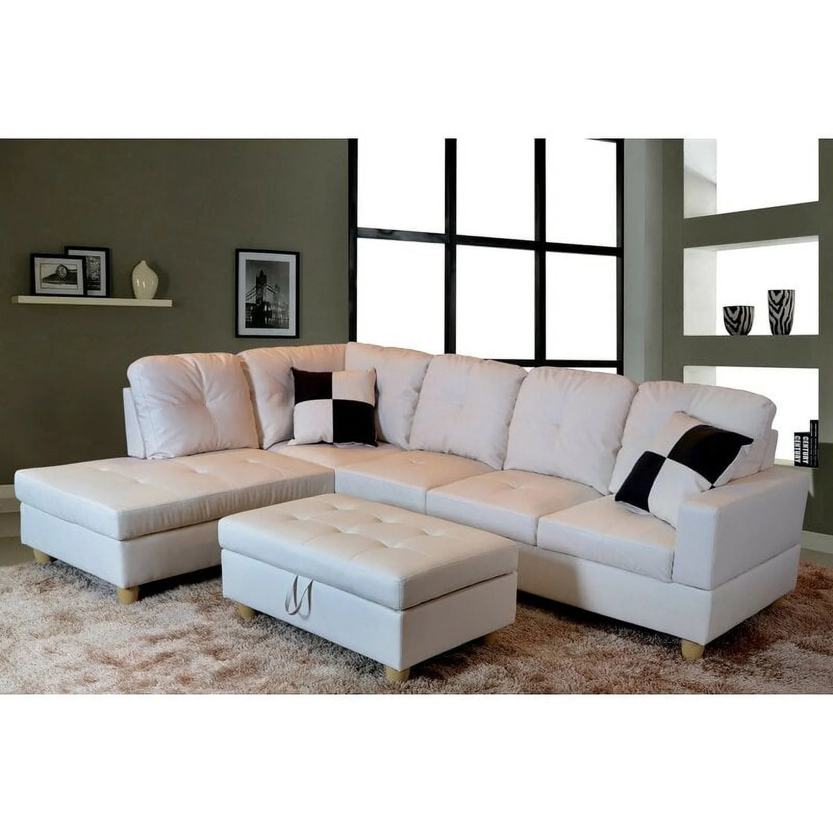 Living Room Sectional with Ottoman M908