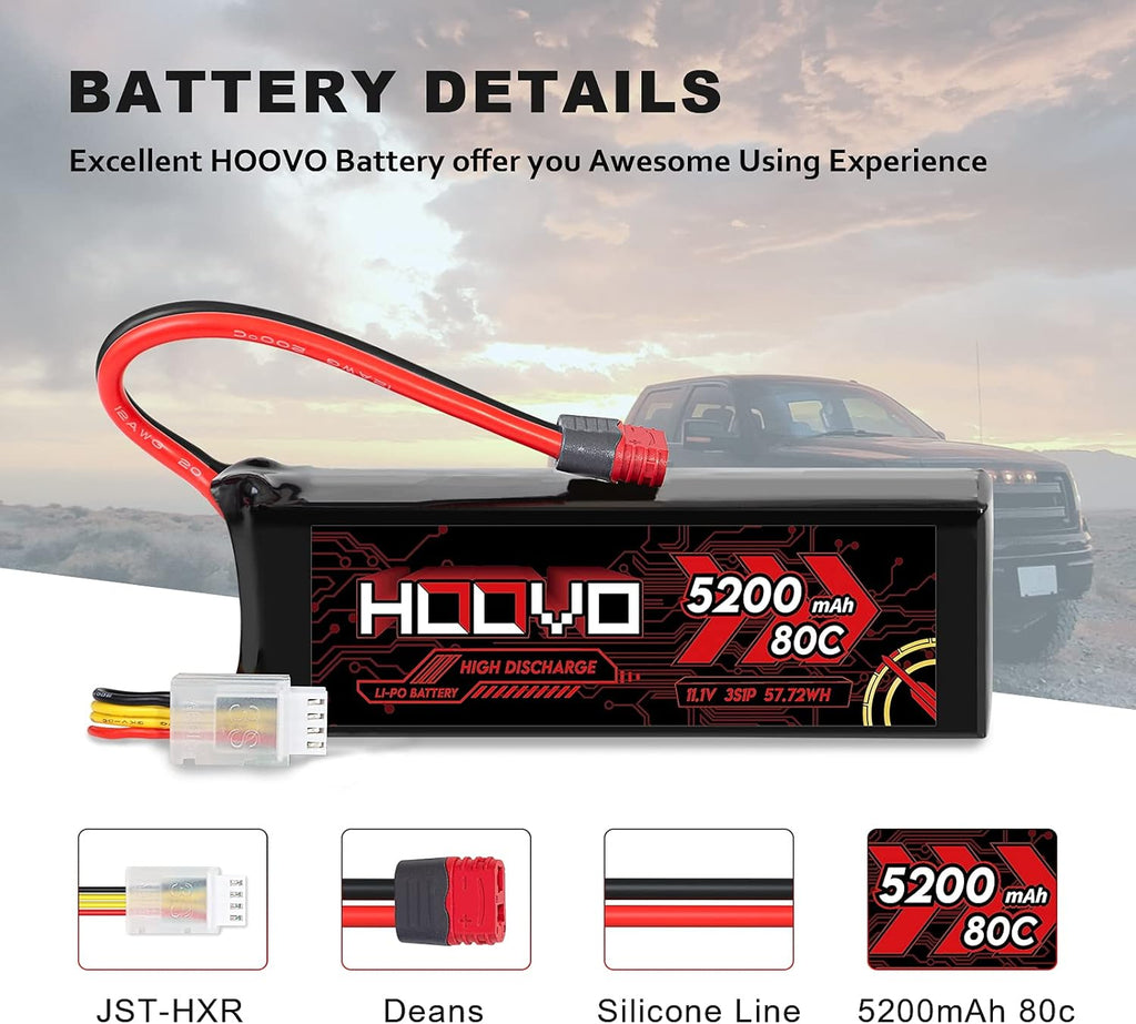 3S 11.1V 80C 5200mAh LiPo Battery with Deans T Plug 2 Packs Q85812