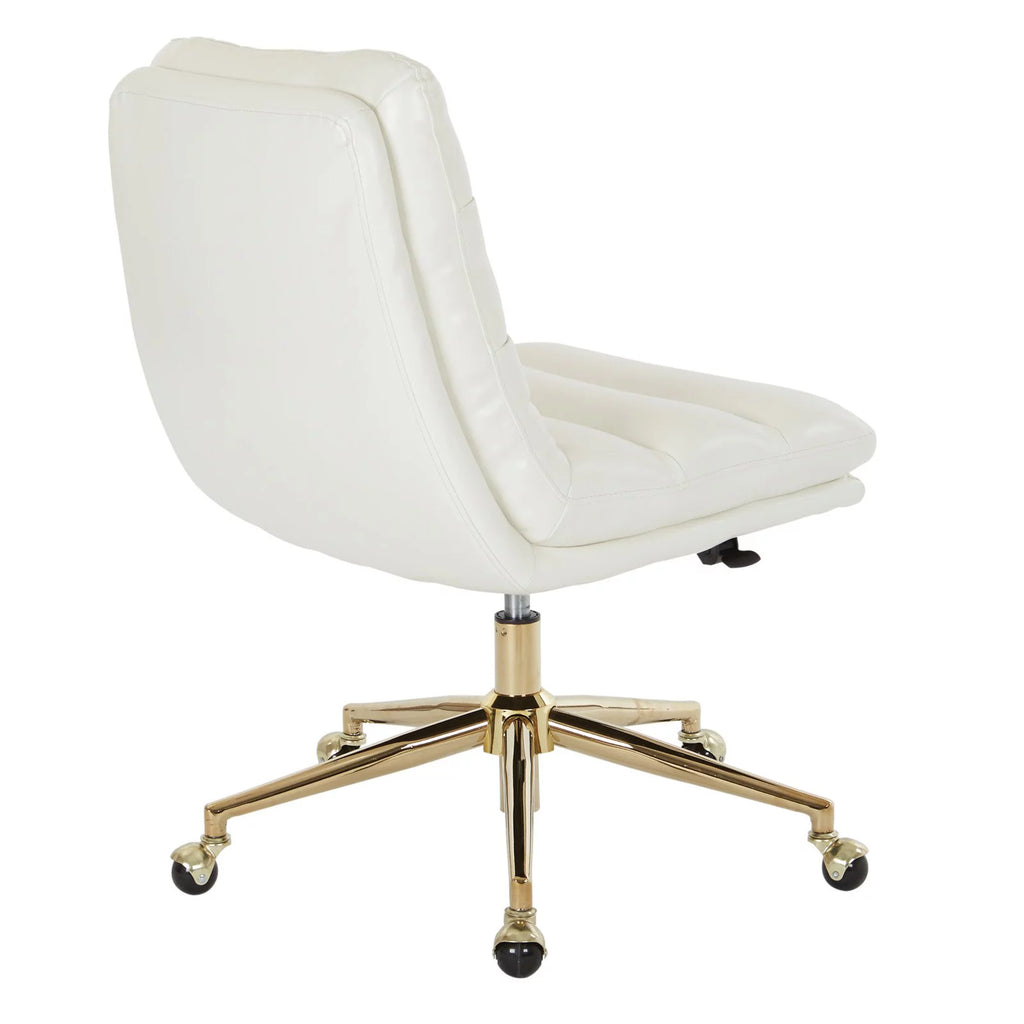White Faux Leather Office Chair with Gold Base U745