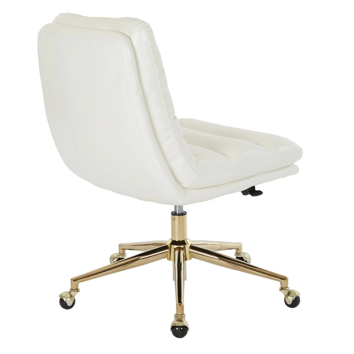White Faux Leather Office Chair with Gold Base U745