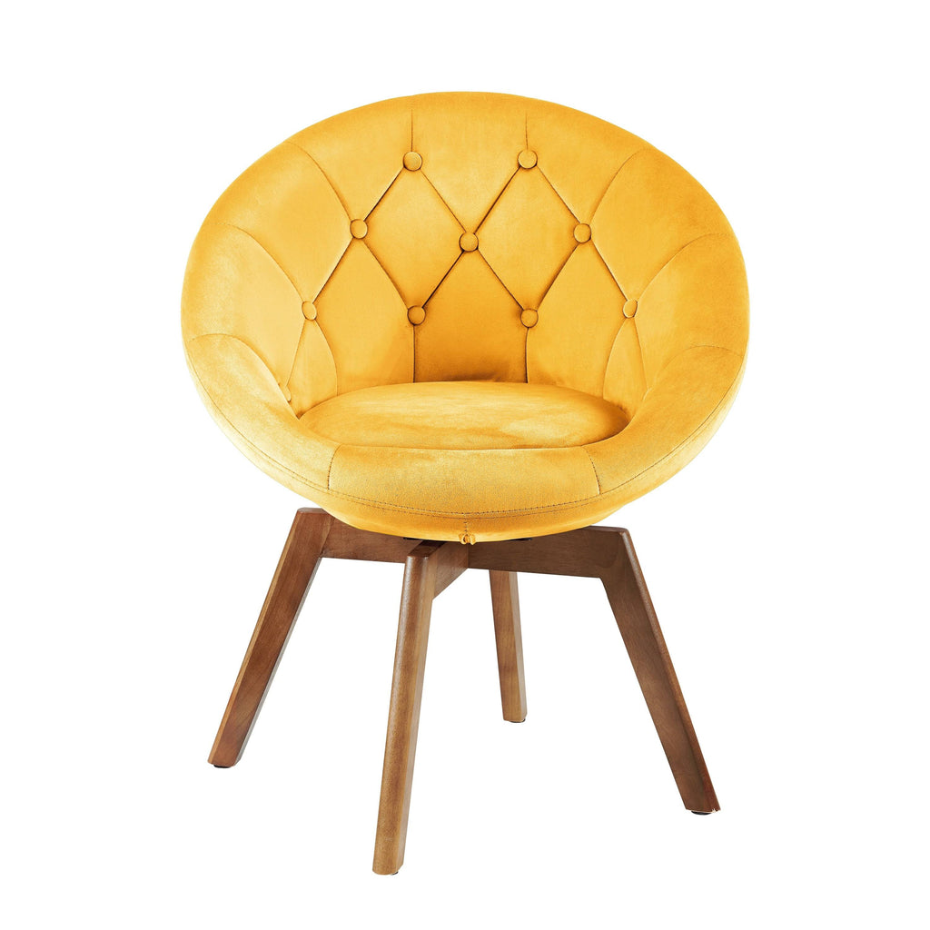 Yellow Velvet Tufted Swivel Accent Chair M80636
