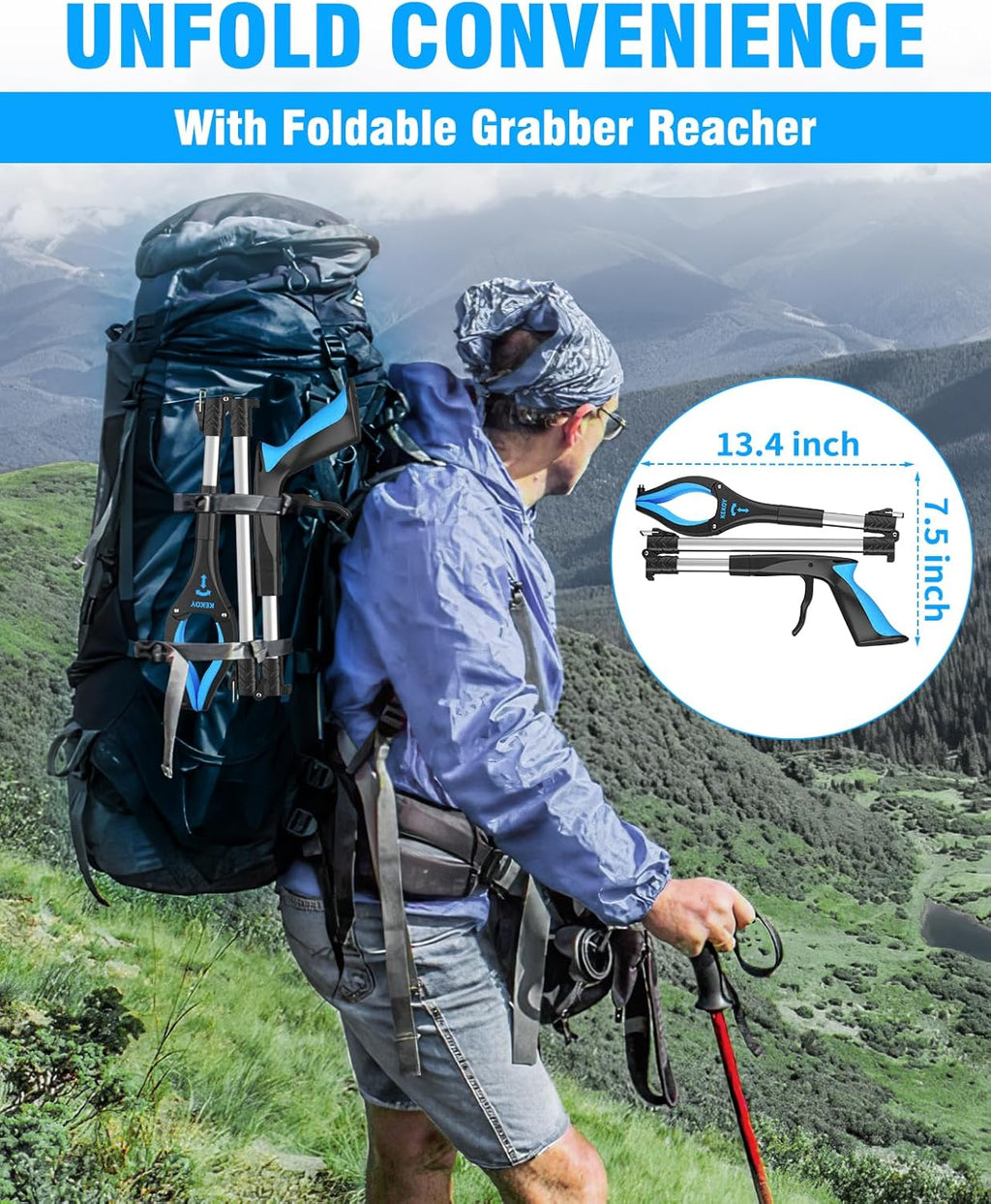 36" & 40" Foldable Grabber with Anti-Slip Rotating Jaw and Magnet H921310