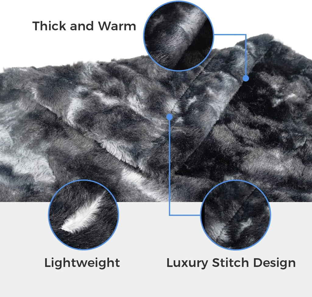 Oversized Soft Fuzzy Faux Fur Sherpa Throw Blanket 60''x80'' Gray J226578