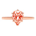 Pear Cut Red Simulated Diamond 18k Rose Gold Solitaire Ring Size 3.5 W507908