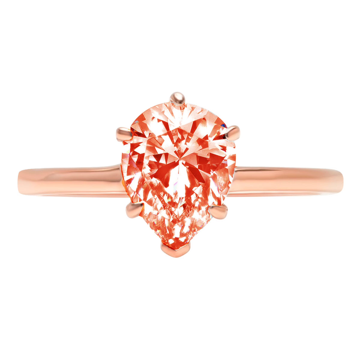 Pear Cut Red Simulated Diamond 18k Rose Gold Solitaire Ring Size 3.5 W507908