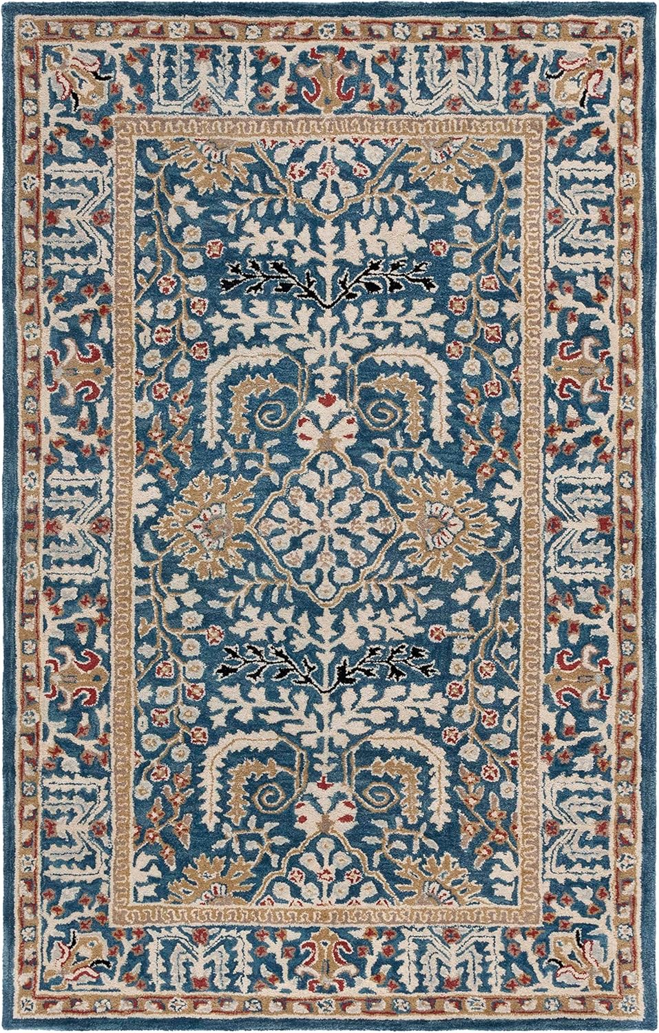 X-Large Dark Blue & Multi Handmade Traditional Oriental Wool Area Rug Y4208