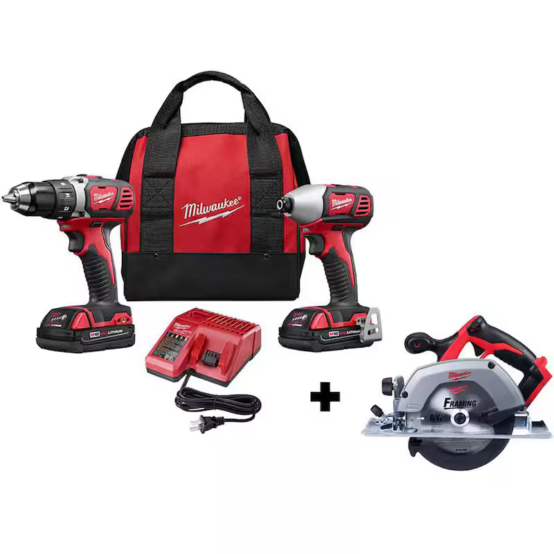 18V Cordless Drill Driver Impact Driver Combo Kit with Circular Saw F66260