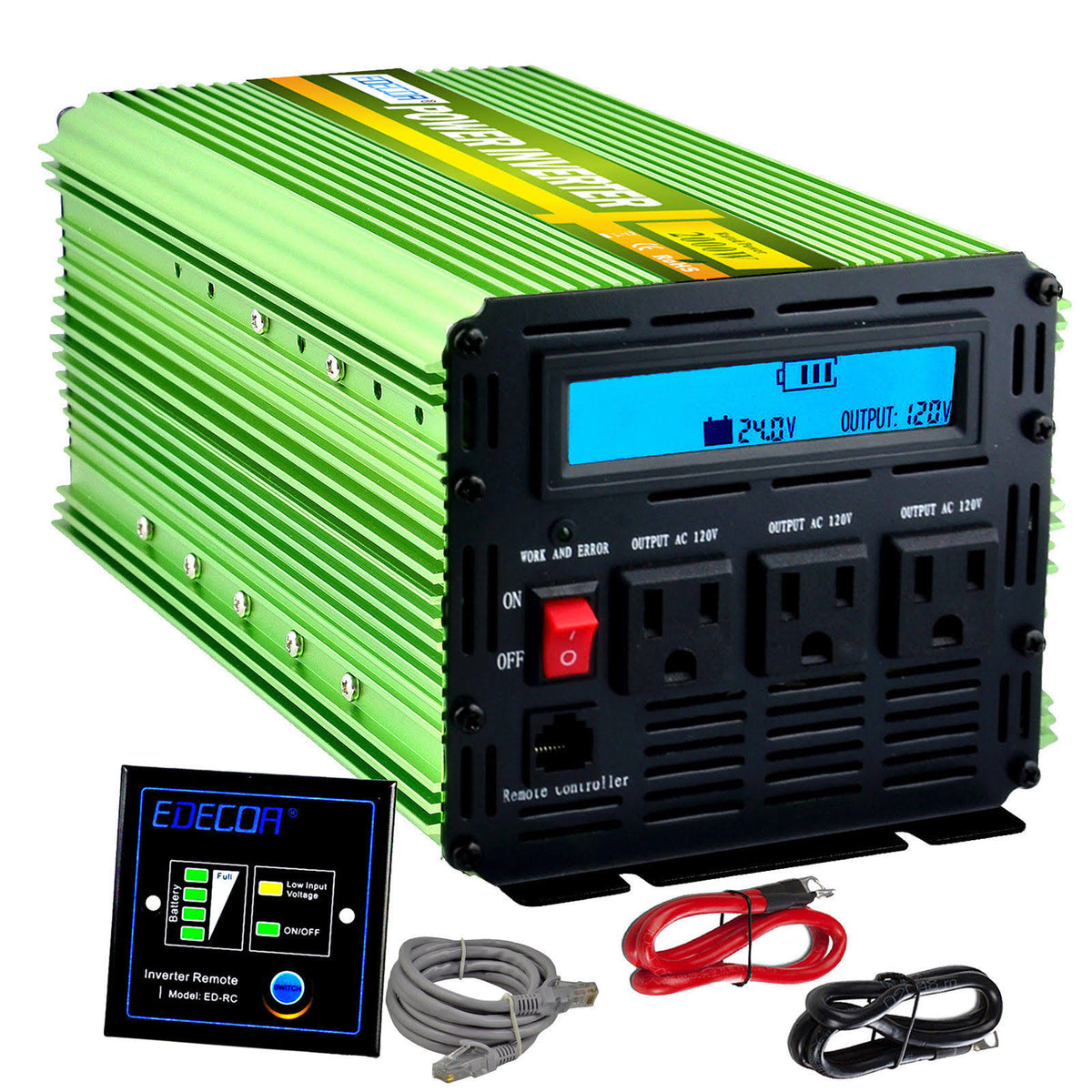 2000W 4000W 24V DC To 120v AC Car Power Inverter with LCD Y73159