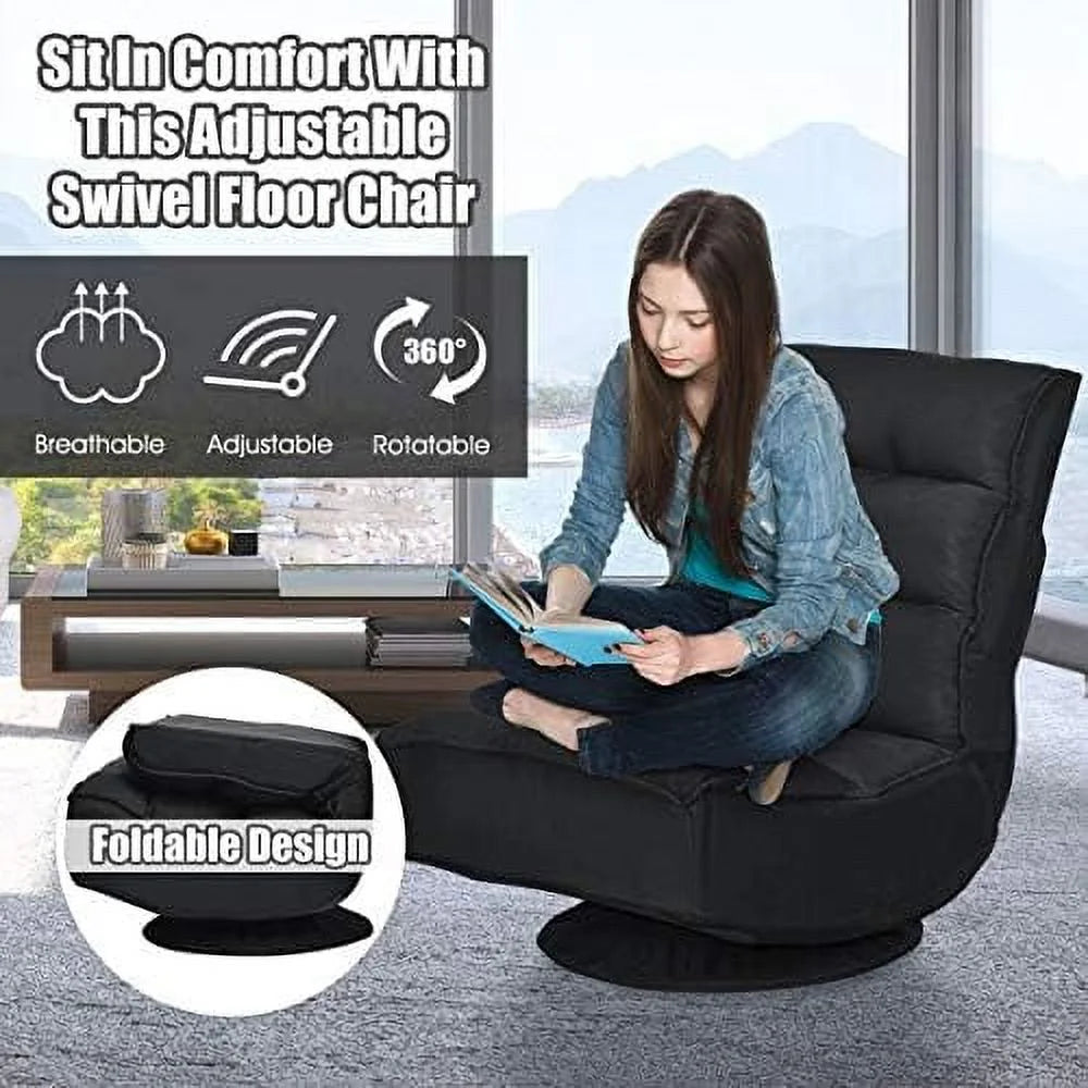 Folding Swivel Floor Chair with 6 Positions Adjustable W21824