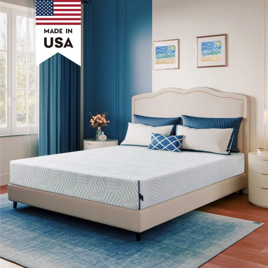 Blue 8 inch Cooling Gel Memory Foam Mattress U714