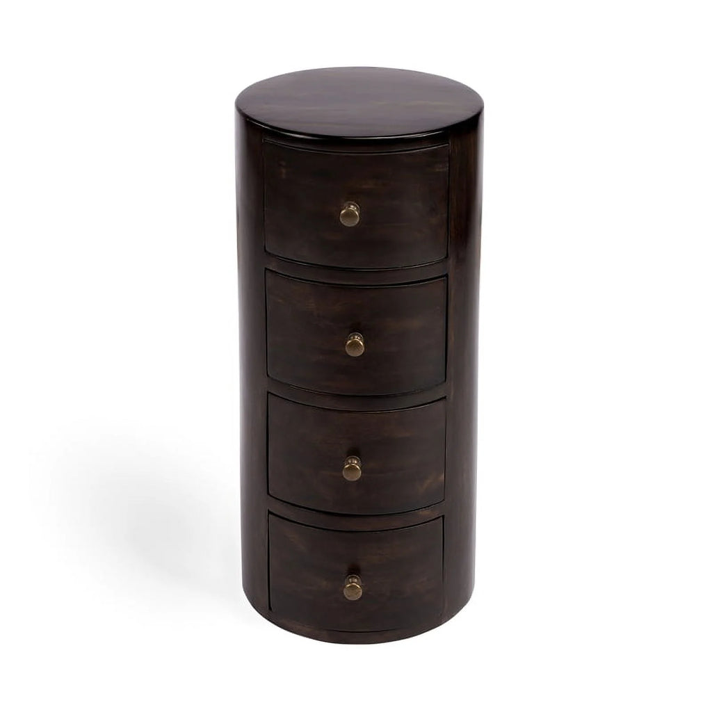 Dark Brown Mango Wood End Table with Storage Set of 2 W3676