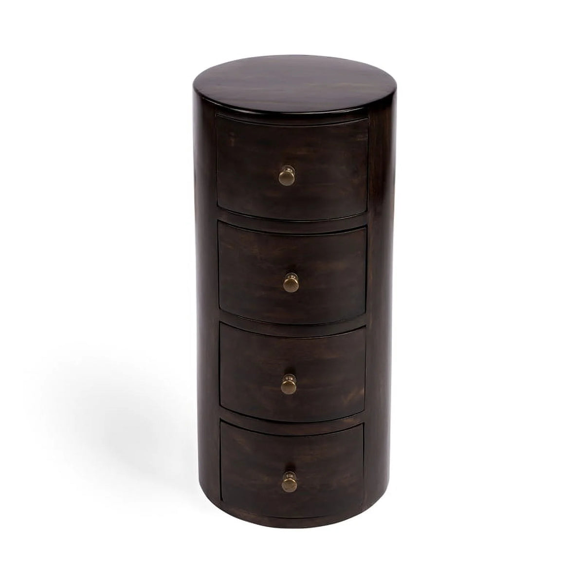 Dark Brown Mango Wood End Table with Storage Set of 2 W3676