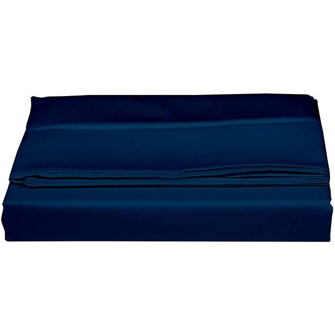 Queen Navy Blue Organic Cotton Sateen Flat Sheets J976531