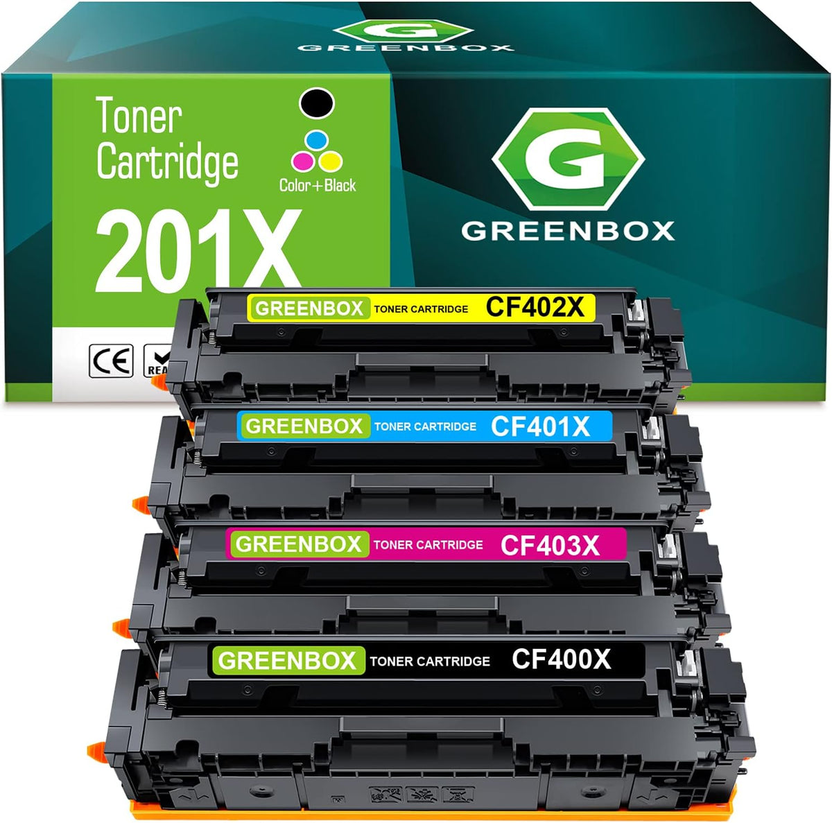 Compatible Toner Cartridge for HP 201X 201A CF400X CF401X CF402X CF403X CF400A (1 Black 1 Cyan 1 Magenta 1 Yellow) X956256