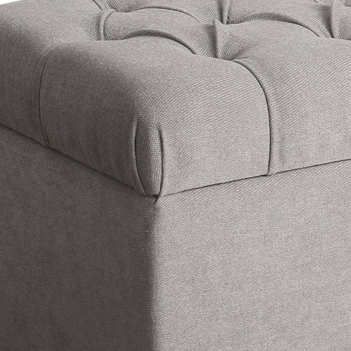 Gray and Brown Fabric Upholstered Storage Bench E688356