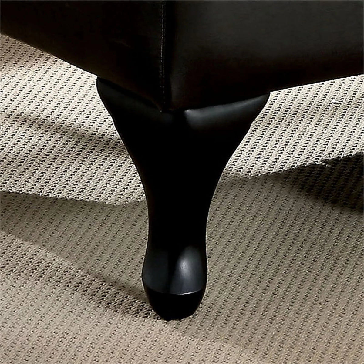 Black Faux Leather Tufted Storage Chaise Lounge D1223