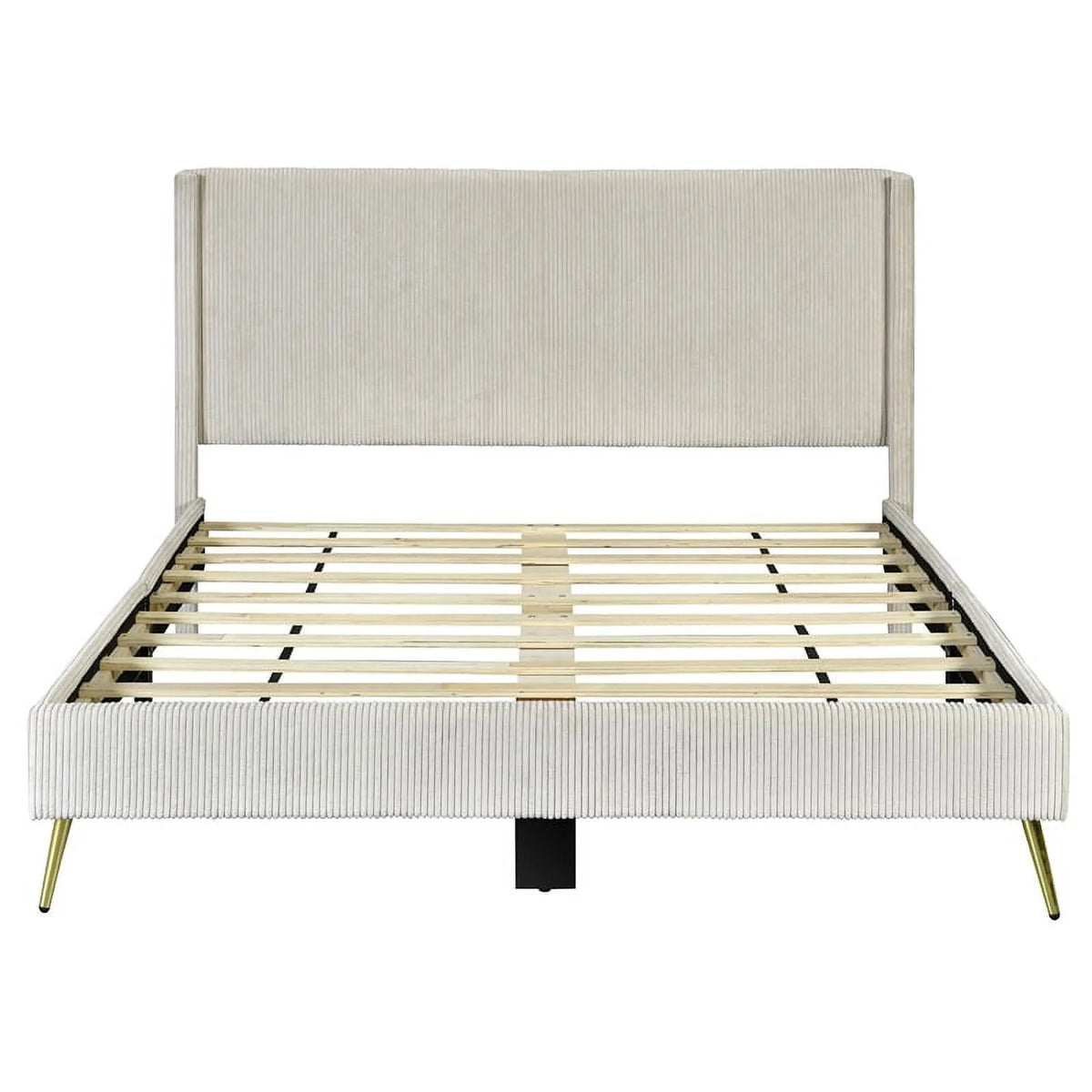 Cream Velvet Full Size Platform Bed K909189