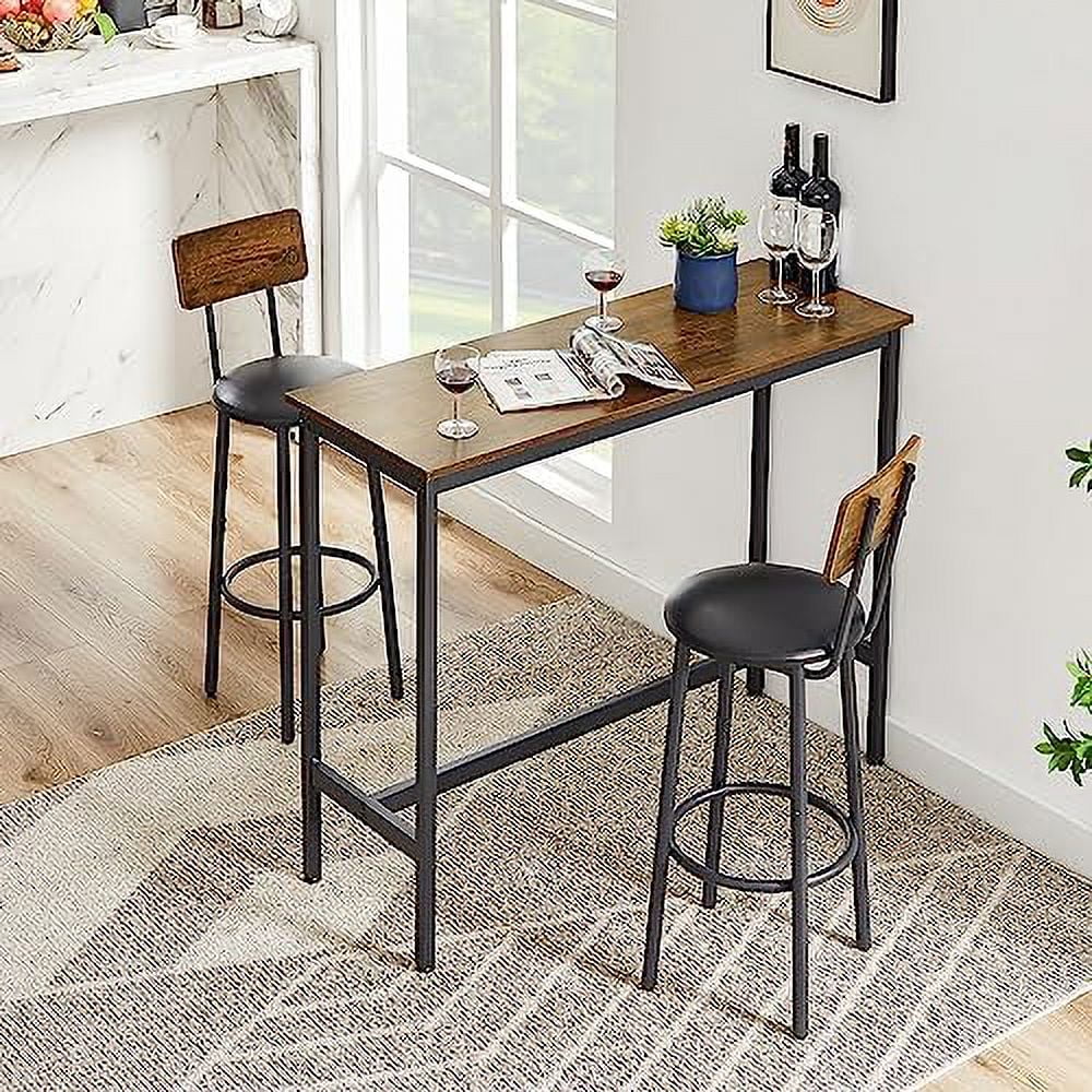 Counter Height Table and Chairs Set for 3 Brown T1835