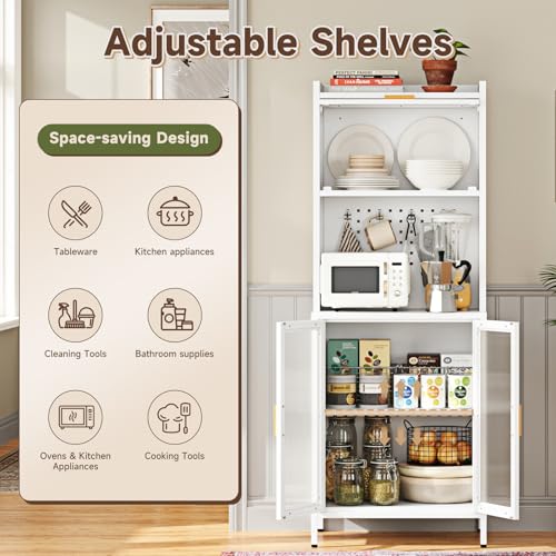 White 72.6" Tall Kitchen Pantry Cabinet with Storage L8936
