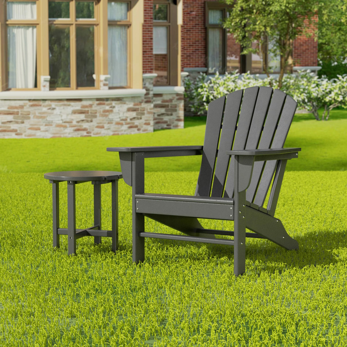 18" Round Plastic Outdoor Patio Side Table L7869