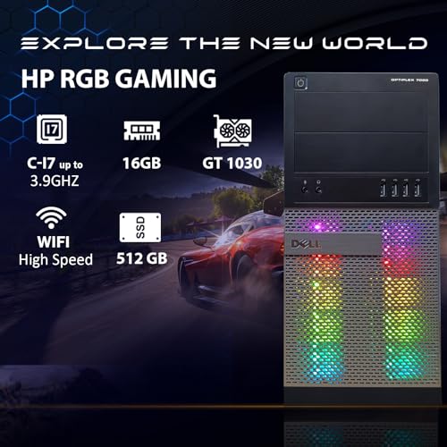 Gaming Desktop PC Intel Core i7 4th Gen 3.4GHz NVIDIA GeForce GT 1030 2GB 16GB RAM 512GB SSD Windows 10 Professional B841