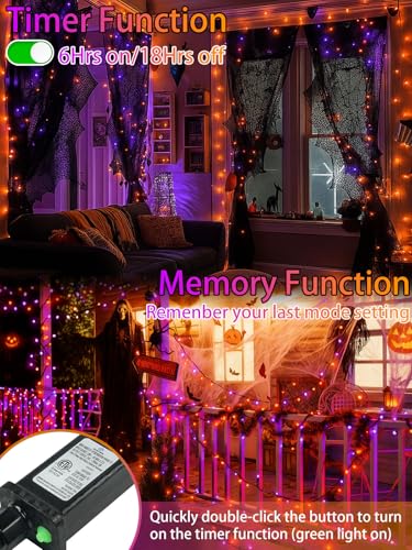 2 Pack 66FT 200 LED String Lights Warm White to Multicolor Waterproof with Timer V6024