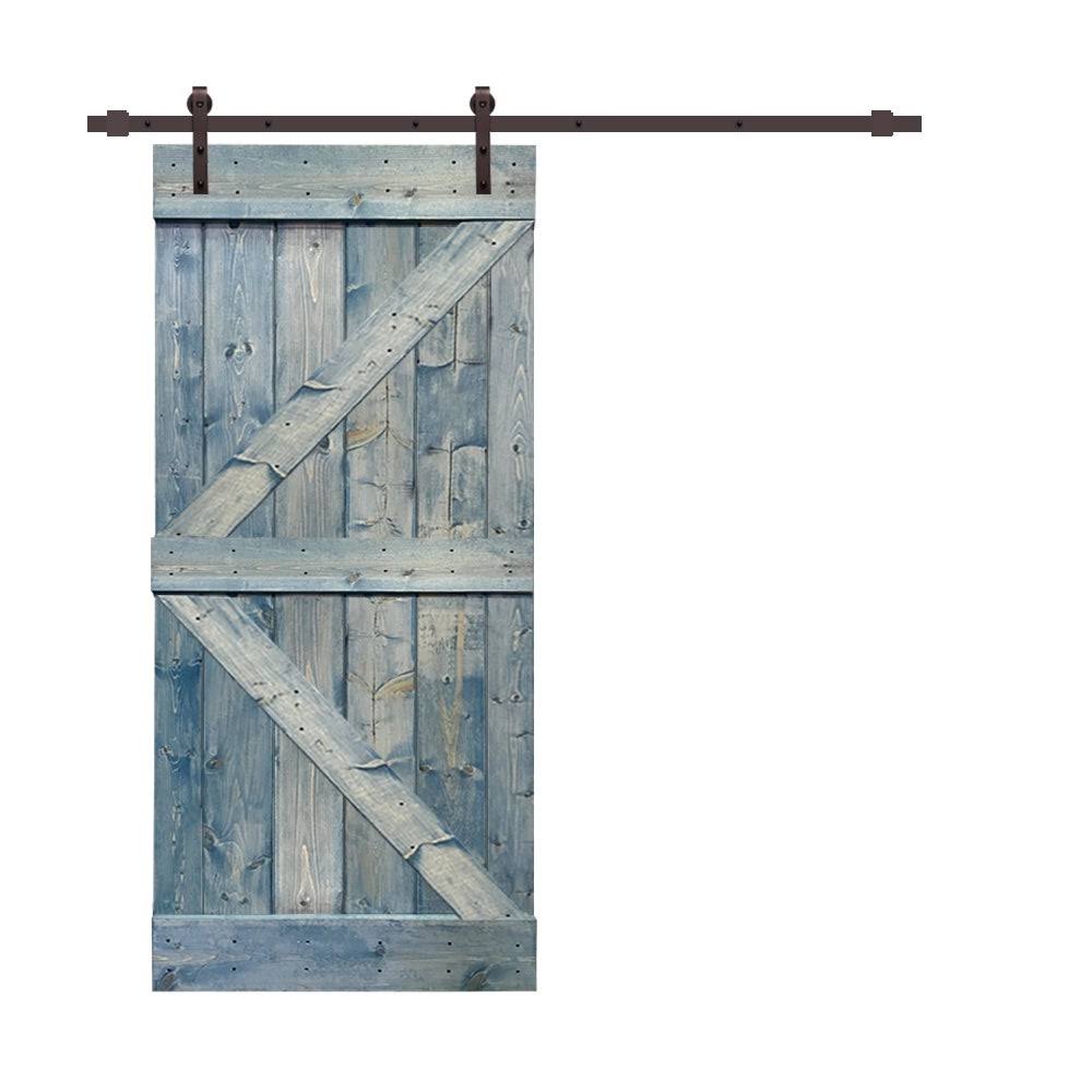 Stained Wood Sliding Barn Door with Hardware Kit M32759