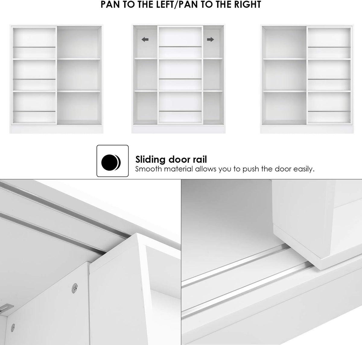 White 3 Tier Bookcase with Sliding Book Shelf A590
