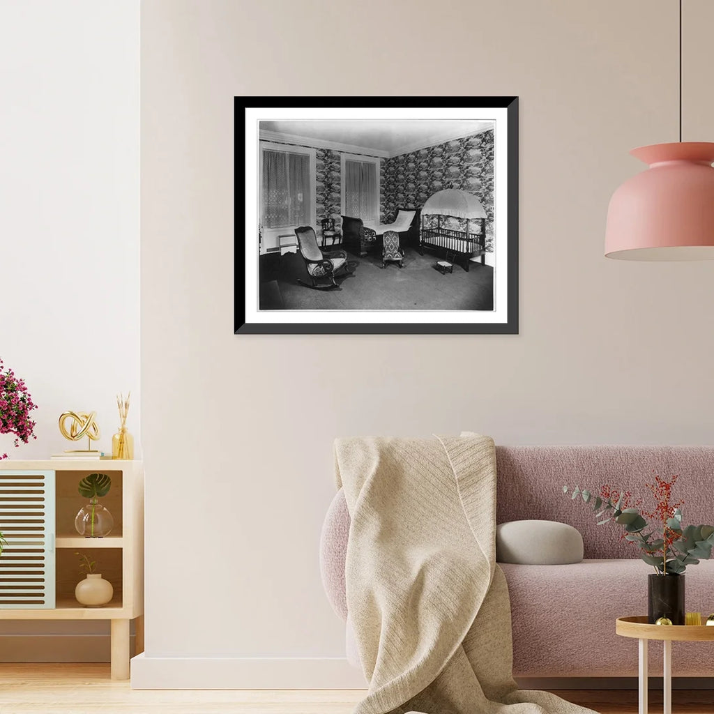 Framed Print with Canopy Crib, Rocking Chairs, Bed and Chairs P65506
