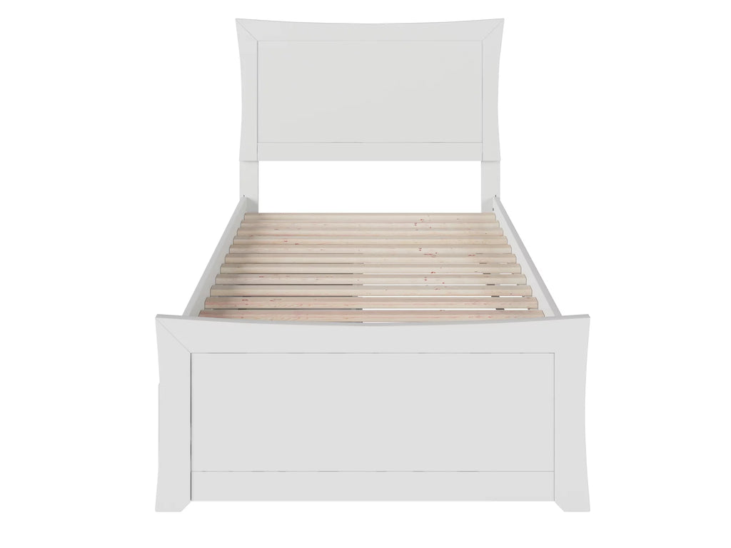 White Wood Platform Bed with Headboard & Footboard X70987