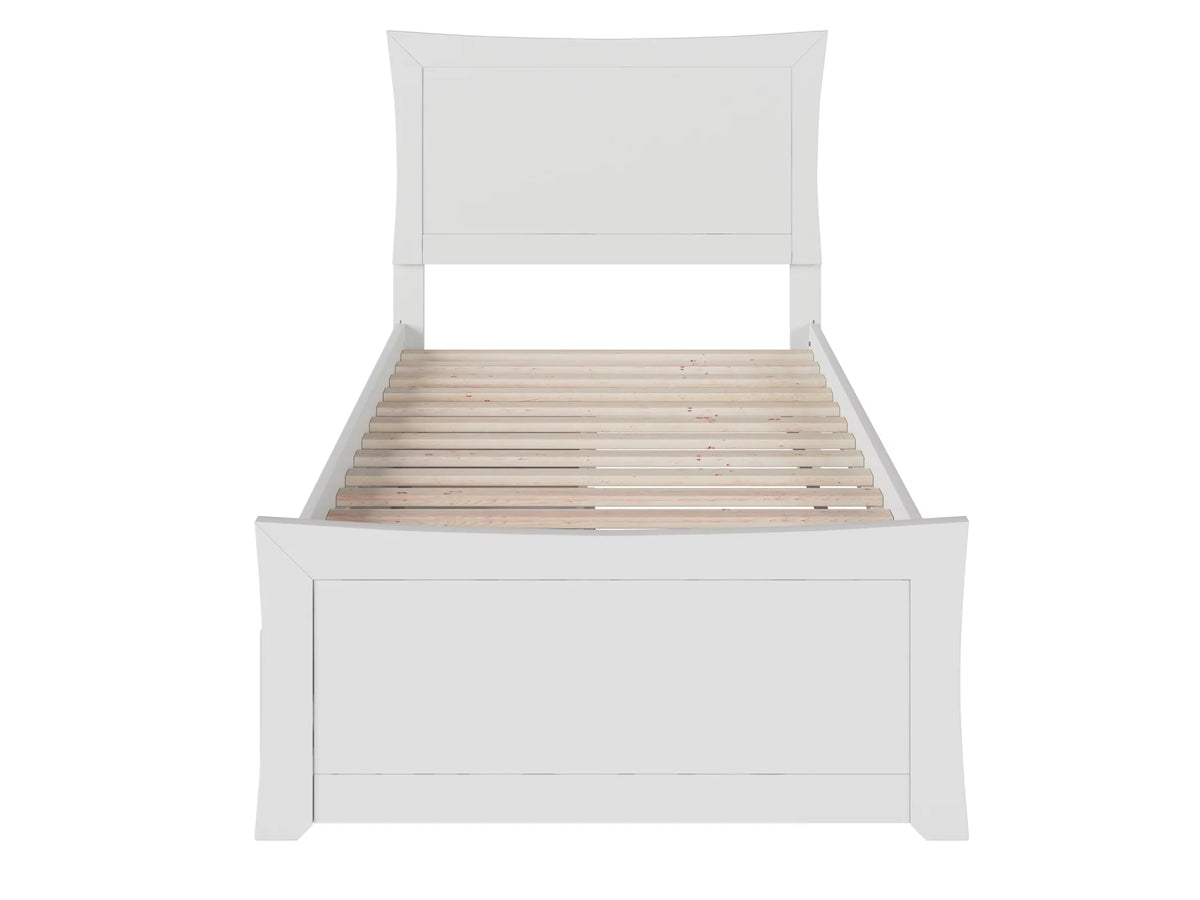 White Wood Platform Bed with Headboard & Footboard X70987