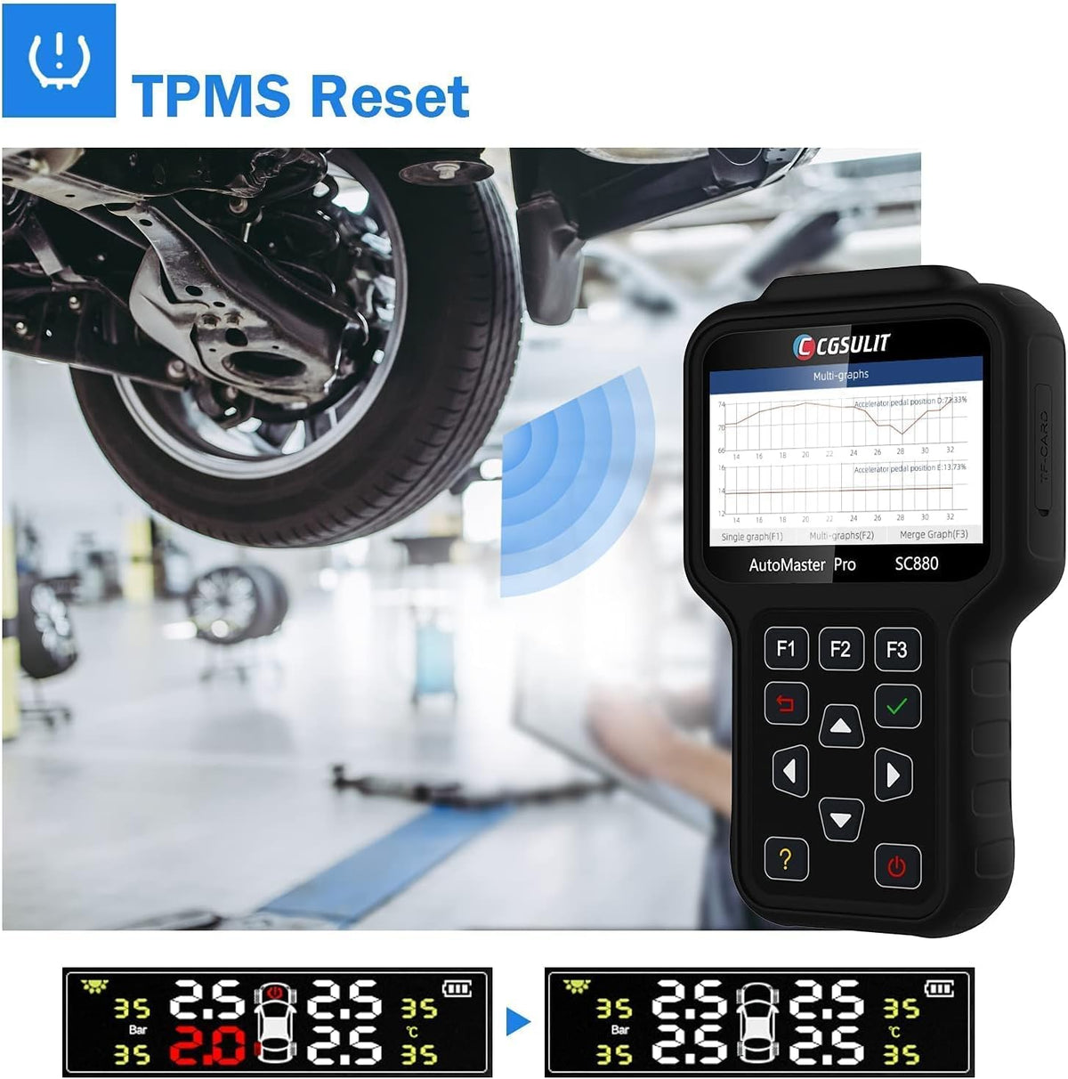 OBD2 Diagnostic Scanner with EPB ABS SAS SRS Reset V348