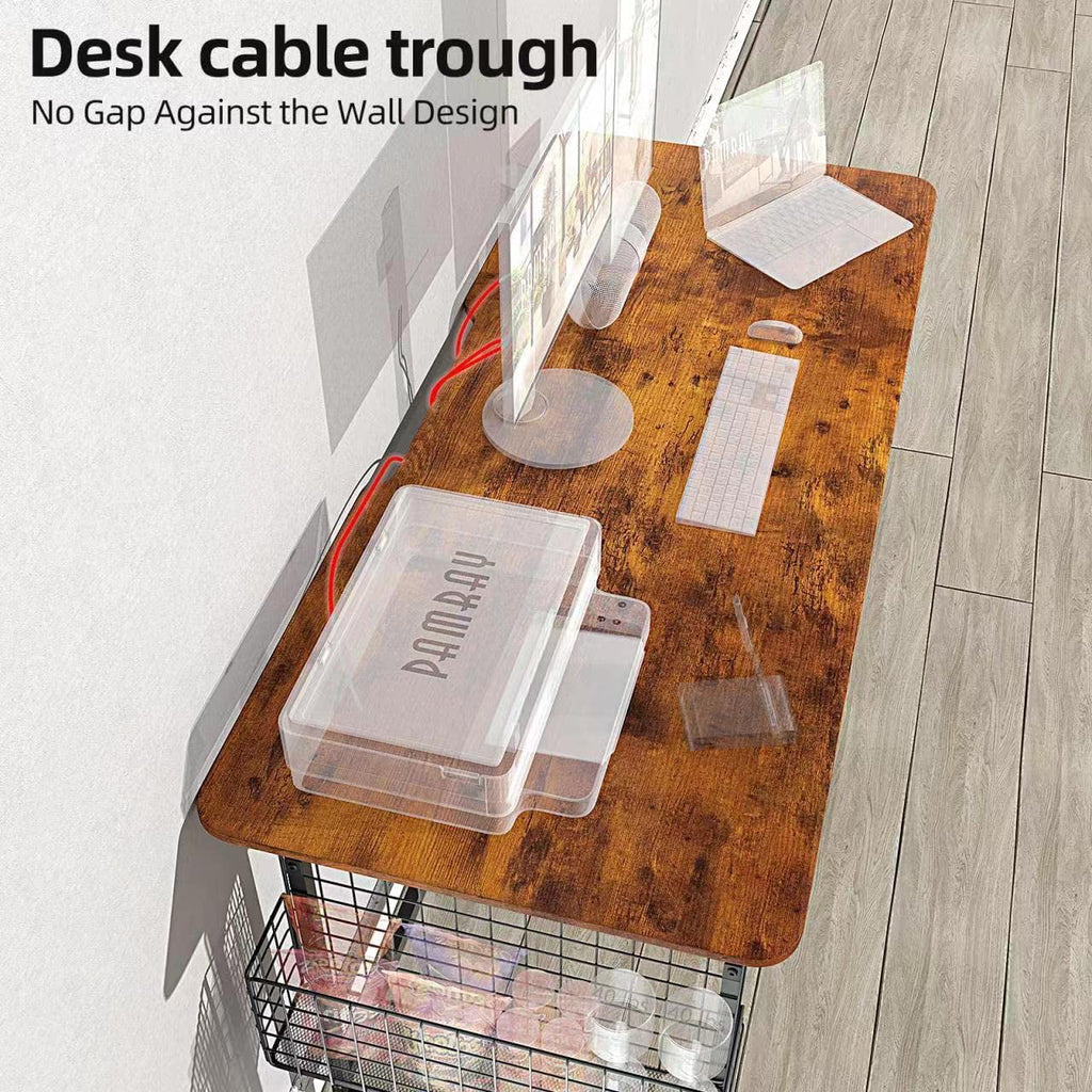 40'' Rounded Corner Home Office Desk with Cable Management Black J69631