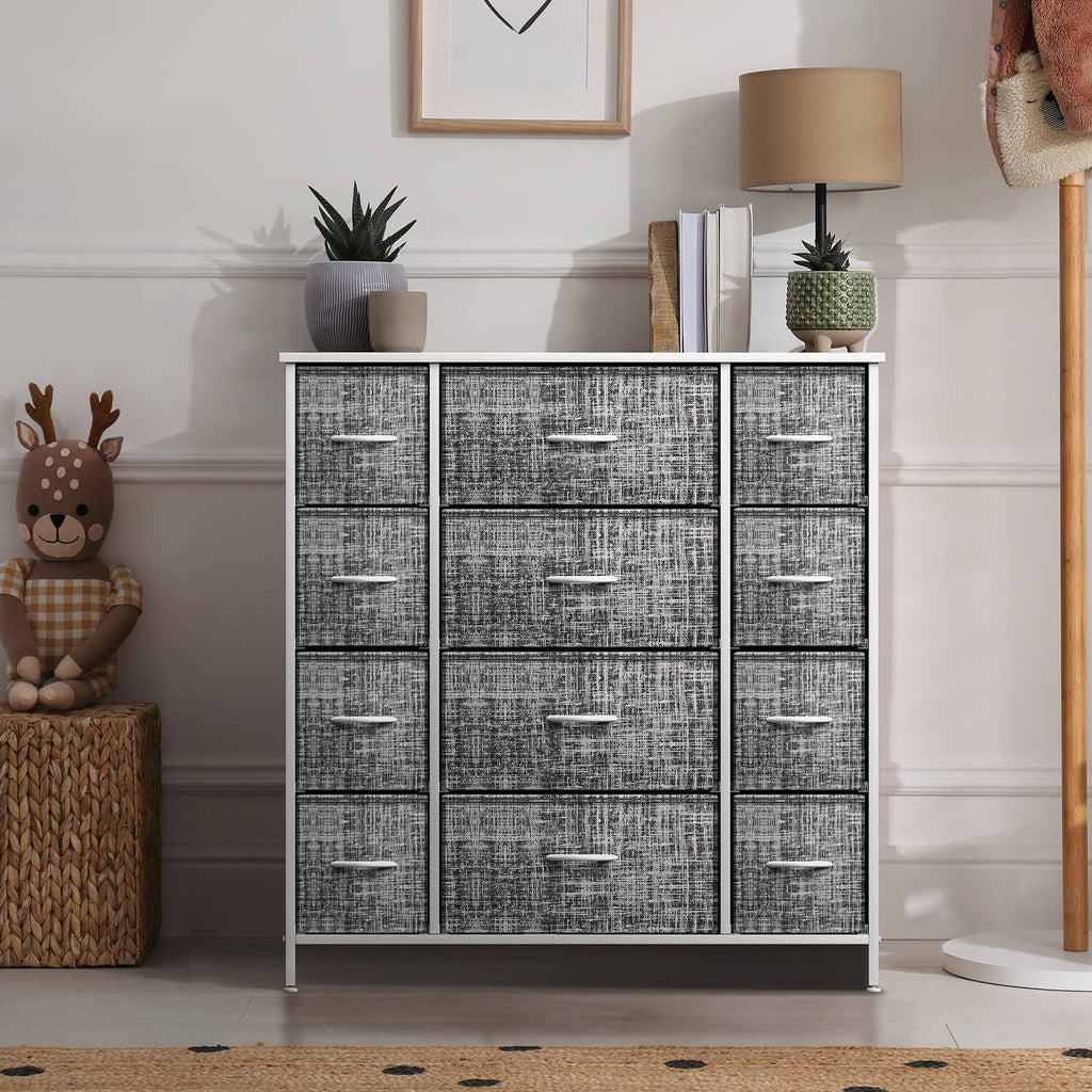 12 Drawer Gray White Dresser N64866