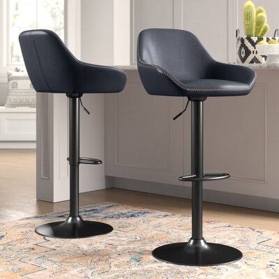 Deep Indigo Swivel Adjustable Height Bar Stool U44077