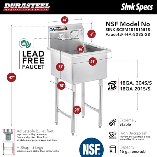 24 Inch Stainless Steel Utility Sink with Faucet L886274
