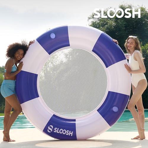 Inflatable Pool Lounger Float with Mesh, Double Lounger Round Ring with Cup Holder G498147