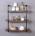 31.5-Inch 3-Shelf Metal Bookcases, Retro Brown E619