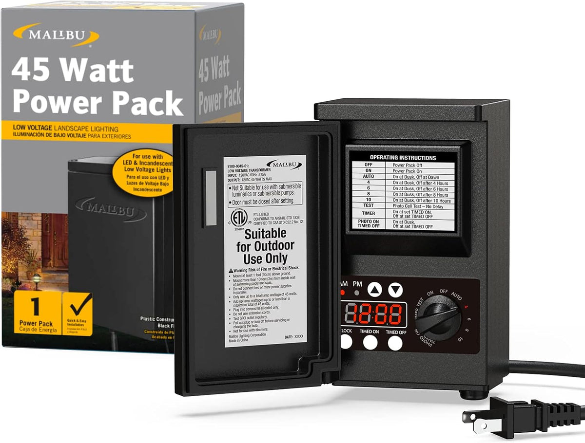 45 Watt Low Voltage Outdoor Transformer with Digital Timer D394