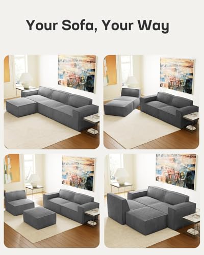 111" L-Shape Corduroy Sectional Sofa with Ottoman J913