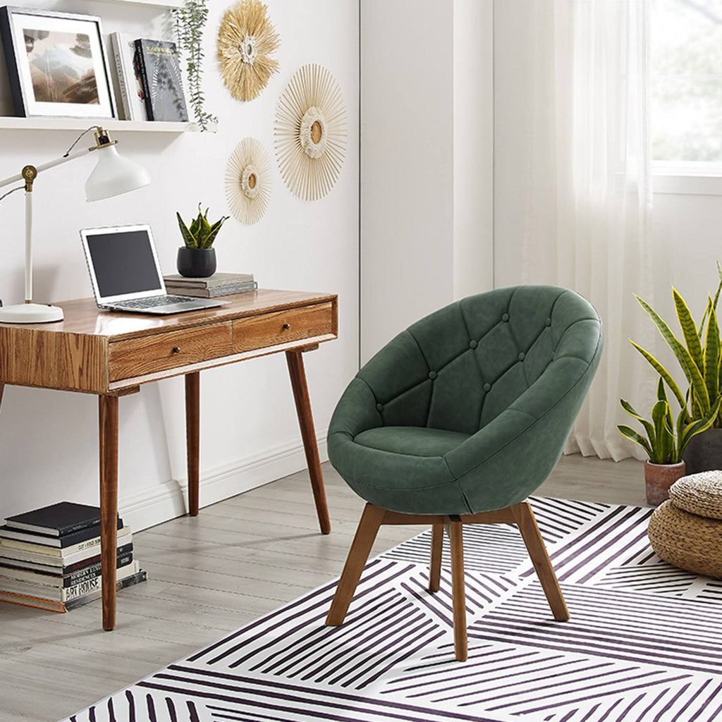 Yellow Velvet Tufted Swivel Accent Chair M80636