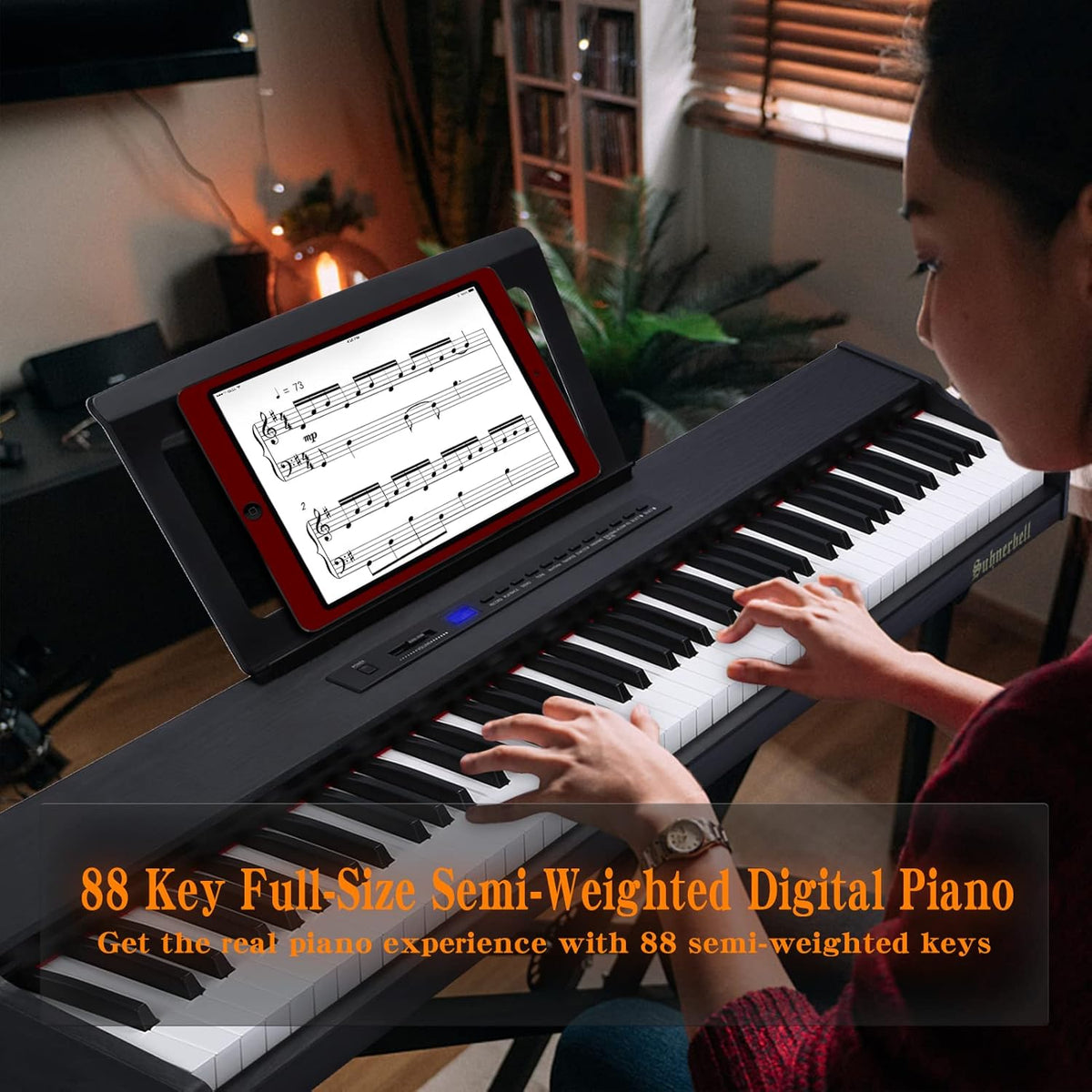 88 Key Semi-Weighted Portable Digital Piano with Sustain Pedal T1514