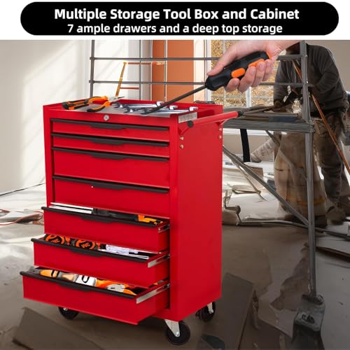 6-Drawer Rolling Metal Tool Chest with Wheels and Keyed Locking S6392