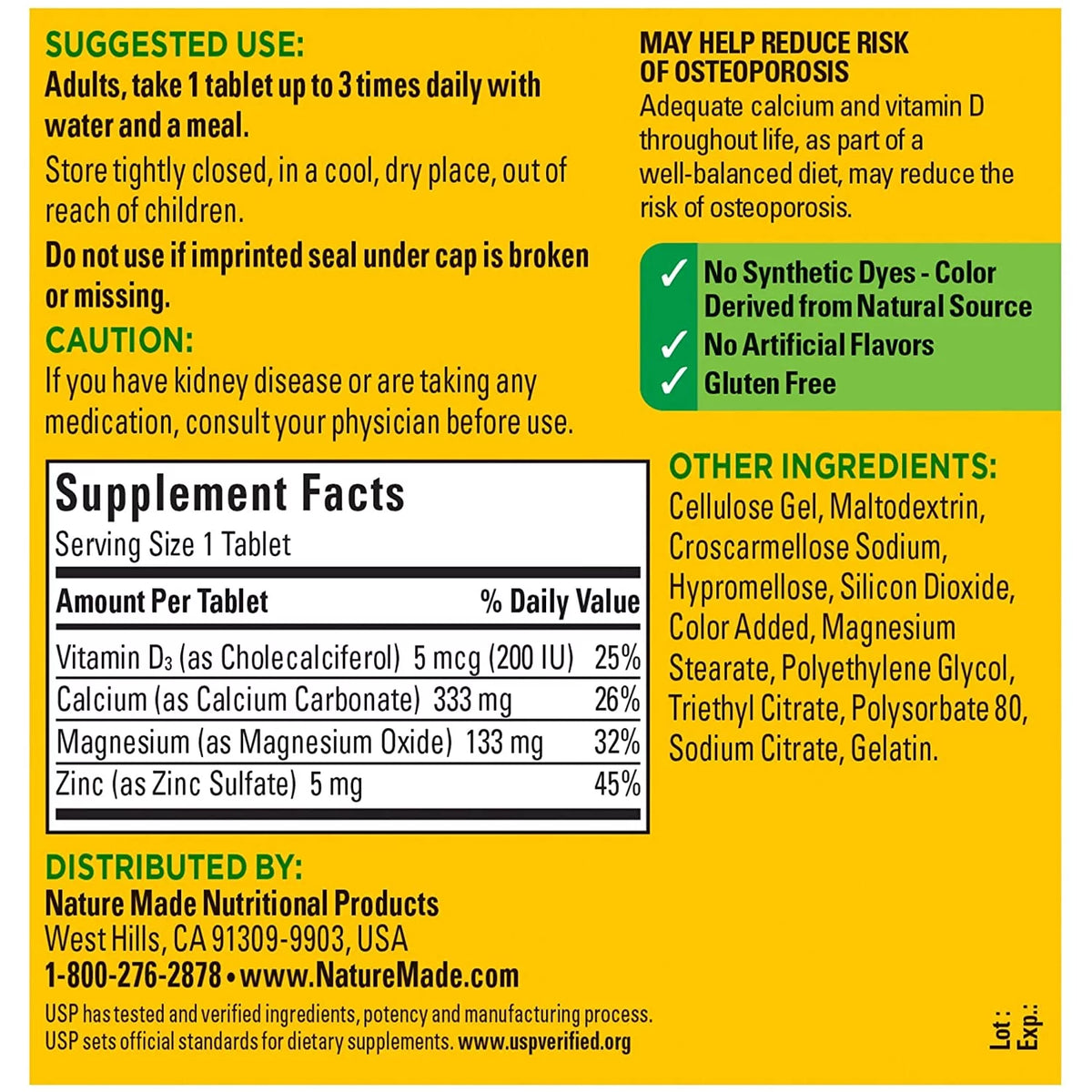 300 ea Calcium Magnesium Zinc Tablets D689690
